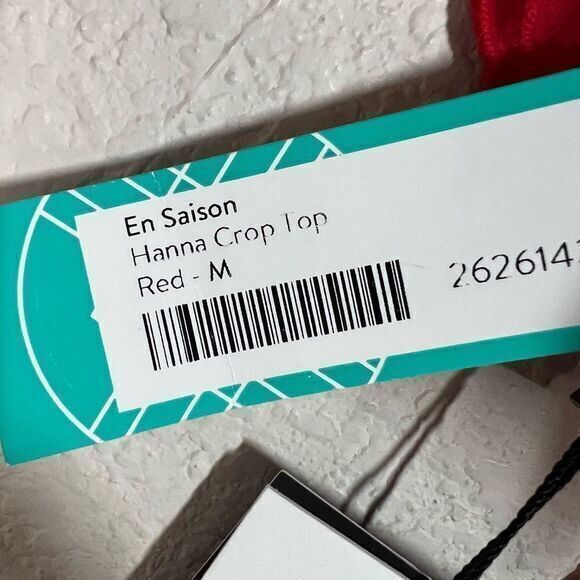 En Saison Hanna Crop Top Red Eyelet Backless Cap Sleeve Tie Back Medium - Picture 7 of 10